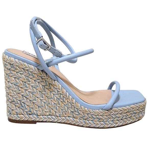 Steve Madden Women Unify Espadrille Wedge Strappy Sandal Size US 8M Light Blue - Picture 2 of 4
